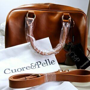 Brand New Cuore & Pelle Cognac Satchel handbag
